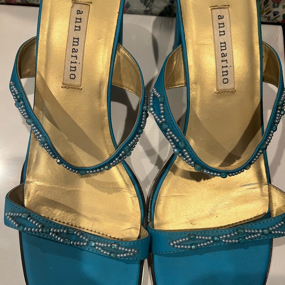 Ann Marino Women's Teal and Gold Sandals